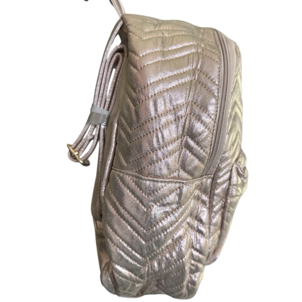 Metallic Rose Gold Chevron Pattern Backpack NWT - Picture 4 of 6